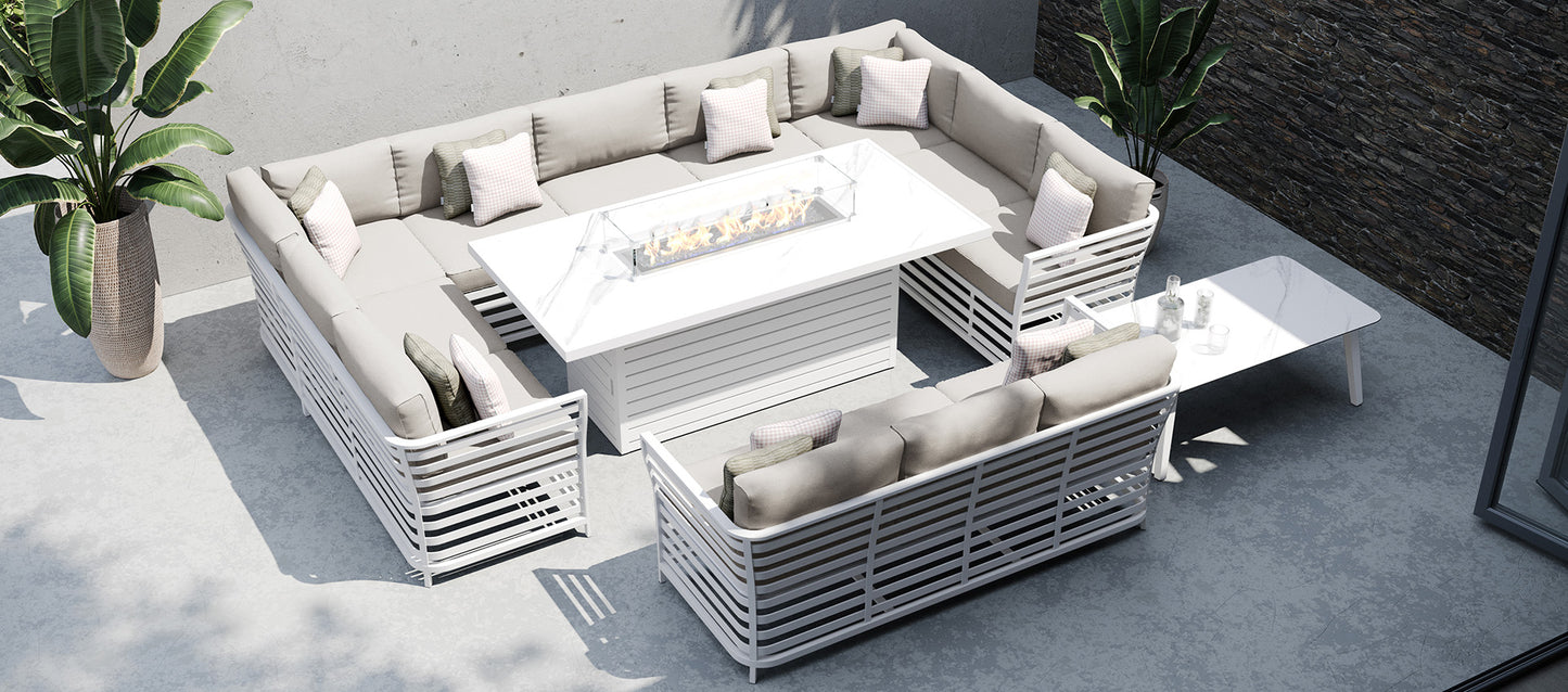 Salone 5G - U Shaped Sofa Combo with Gas Fire Pit Dining Table