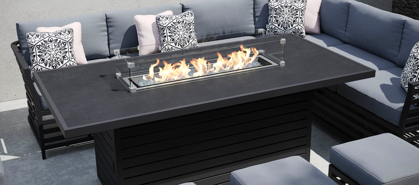 Salone 2G - Corner Sofa Combo with Gas Fire Pit Dining Table and Footstools