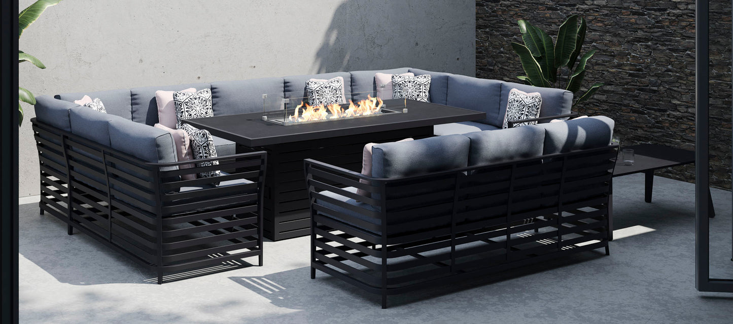 Salone 5G - U Shaped Sofa Combo with Gas Fire Pit Dining Table