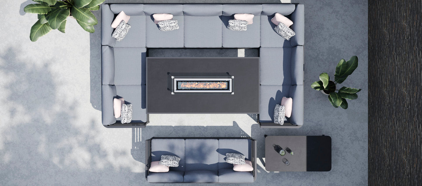 Salone 5G - U Shaped Sofa Combo with Gas Fire Pit Dining Table