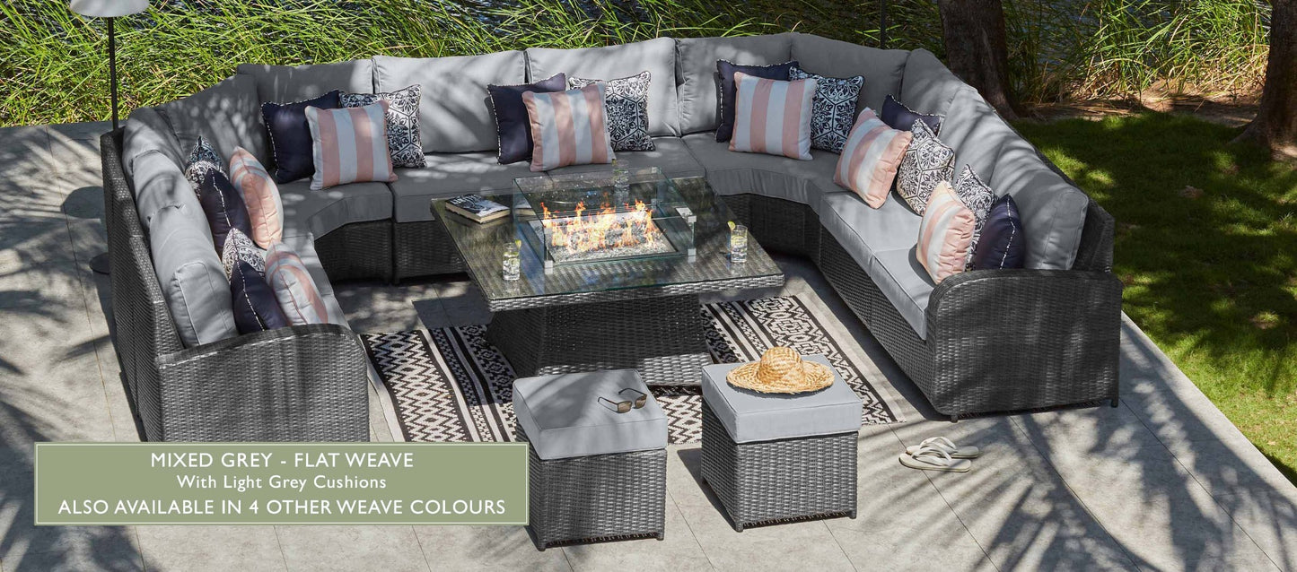 Ledbury 6C - U Shaped Angled Sofa with Firepit Dining Table
