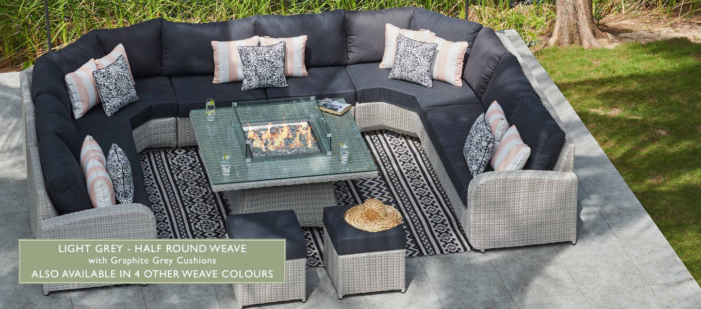 Ledbury 6C - U Shaped Angled Sofa with Firepit Dining Table