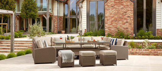 Ledbury 5E - U Shaped Sofa with Dining Table and Footstools