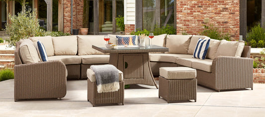 Ledbury 6C - U Shaped Angled Sofa with Firepit Dining Table